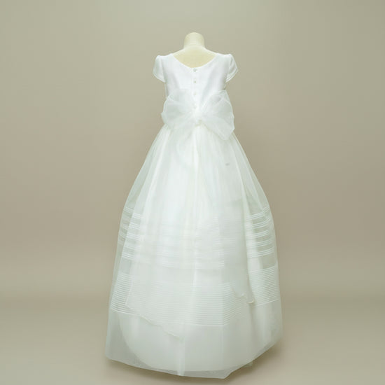 Vestido Comunión Especial Crudo en Gasa Todo a Tono Sin Azul