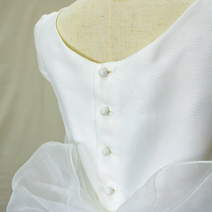 Vestido Comunión Especial Beige Gasa Todo a Tono Sin Rosa