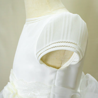Vestido Comunión Especial Beige Gasa Todo a Tono Sin Rosa