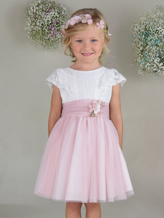 Vestido Infantil Con Tul Rosa