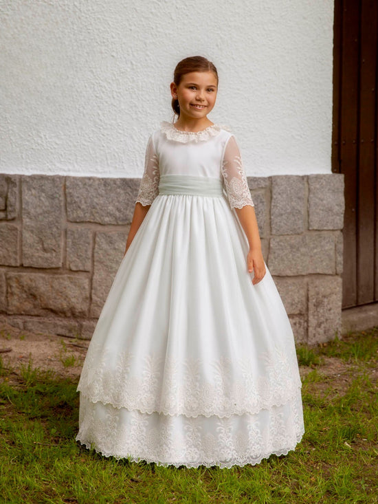 Vestido Comunión Cloe Marfil/Verde Agua