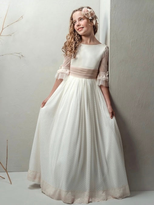 Vestido Comunión Beige2 Bordado