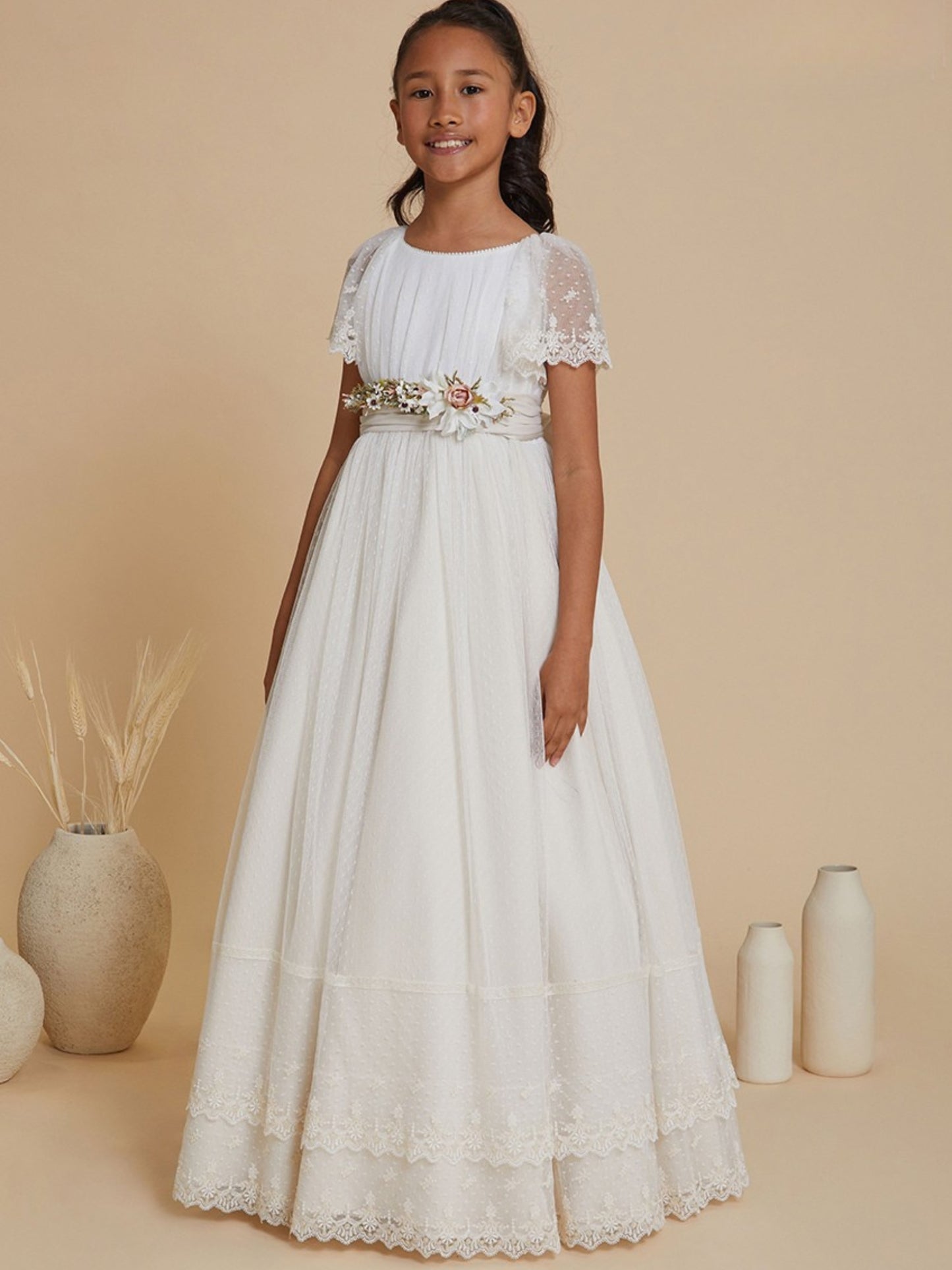 Vestido Comunión Doble Falda Bordada