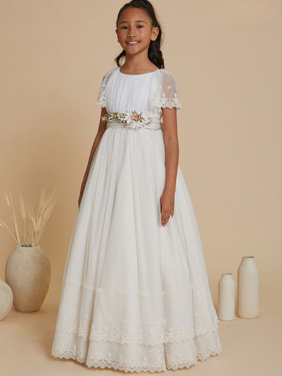Vestido Comunión Doble Falda Bordada