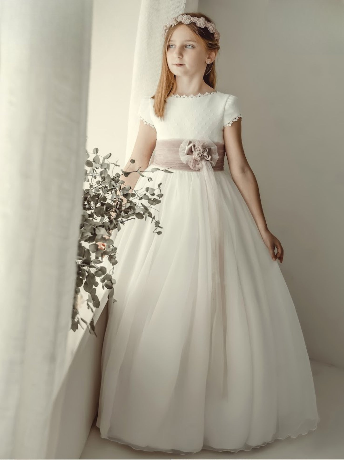 Vestido Comunión Crudo Gasa