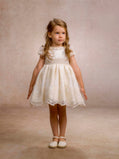 Vestido Ceremonia Infantil Tul Bordado Marfil