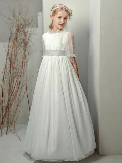 Vestido Comunión Azul Tul Encaje
