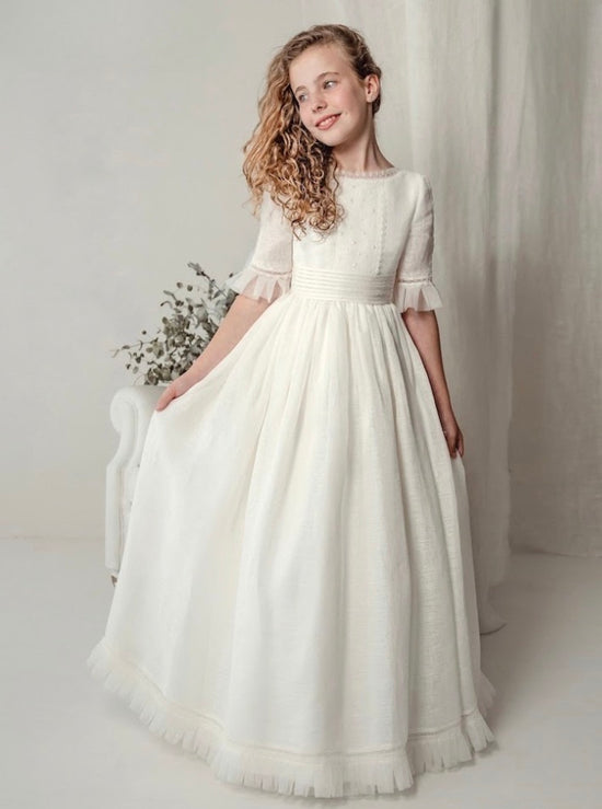 Vestido Comunión Crudo Bordado