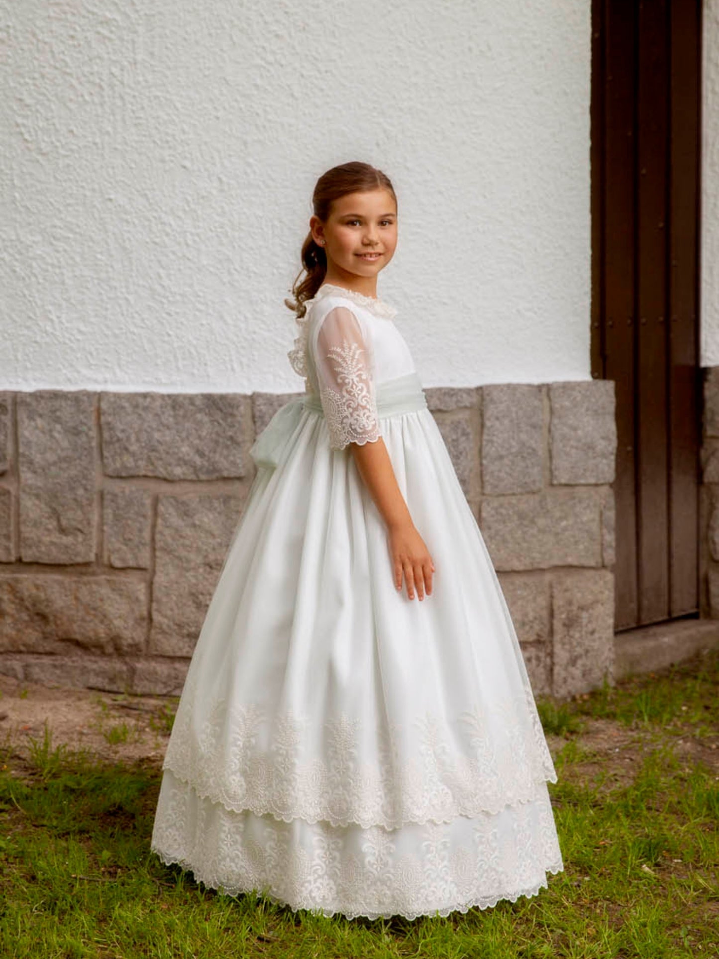 Vestido Comunión Cloe Marfil/Verde Agua