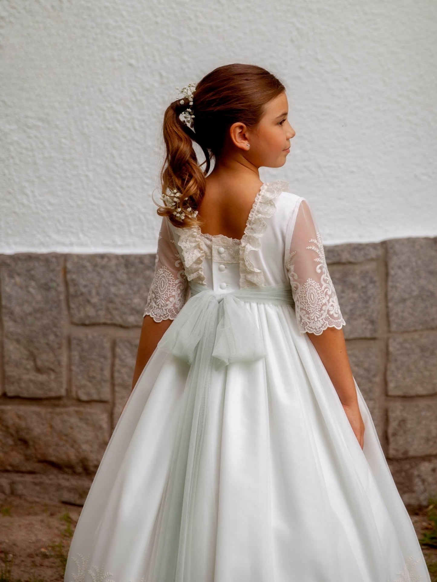 Vestido Comunión Cloe Marfil/Verde Agua