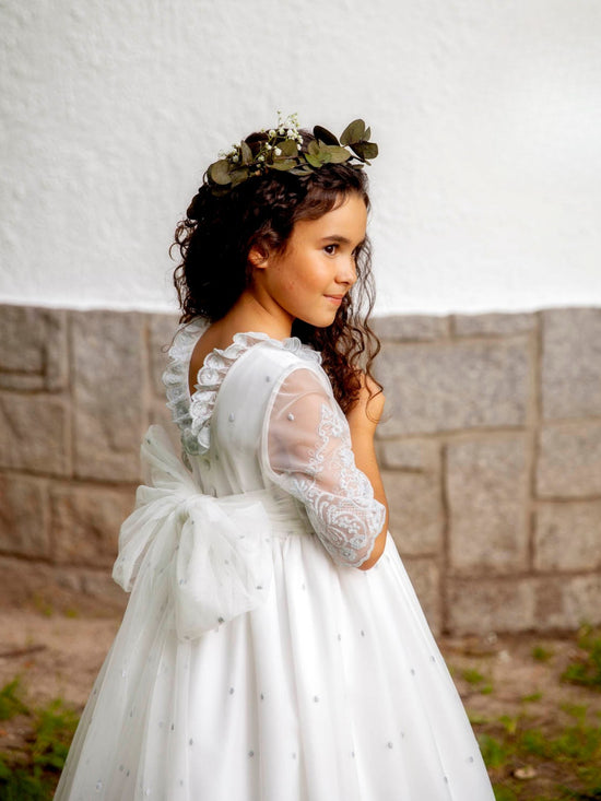 Vestido Comunión Julieta Blanco/Azul