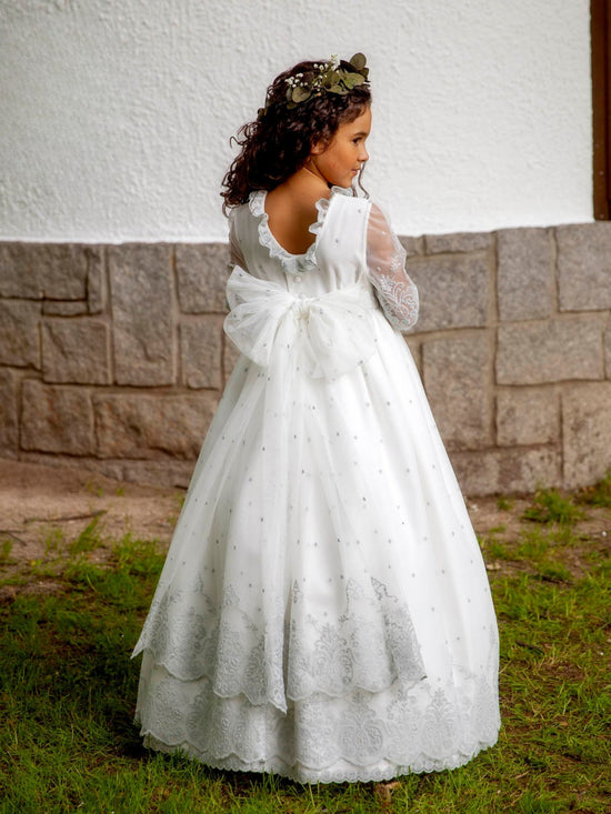 Vestido Comunión Julieta Blanco/Azul