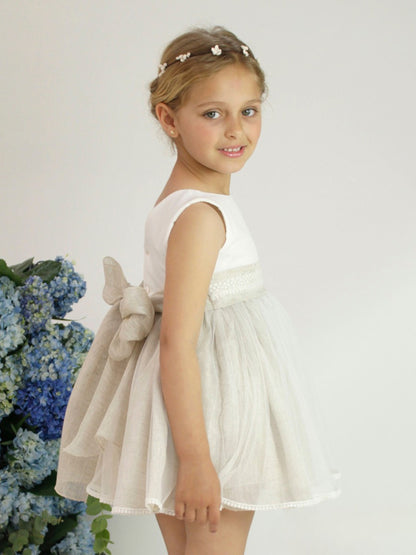 Vestido Infantil en Lino y Tul