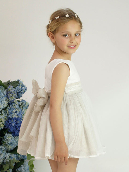 Vestido Infantil en Lino y Tul