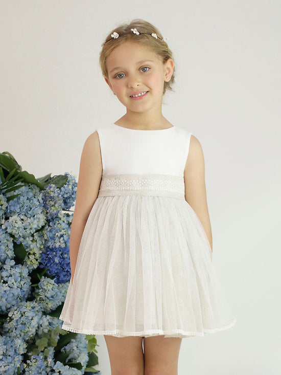 Vestido Infantil en Lino y Tul